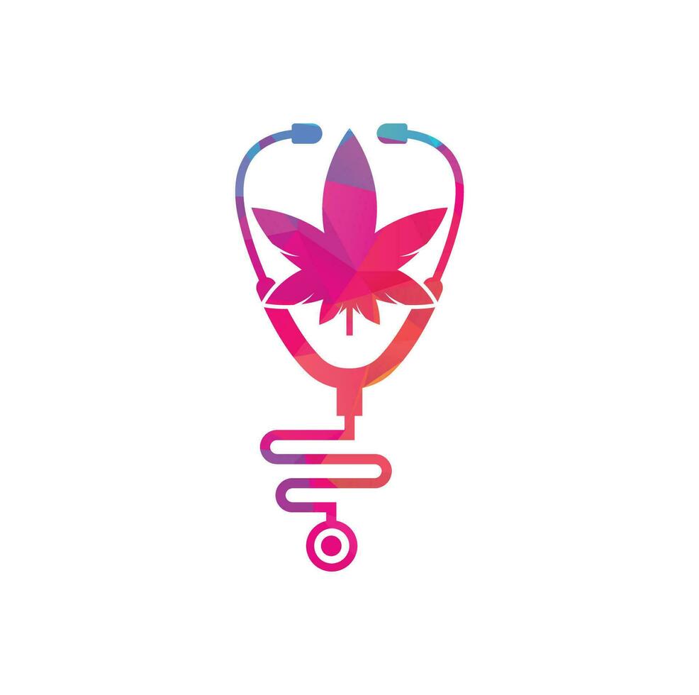 vector del logotipo del médico de cannabis. plantilla de diseño de logotipo de cannabis estetoscopio.