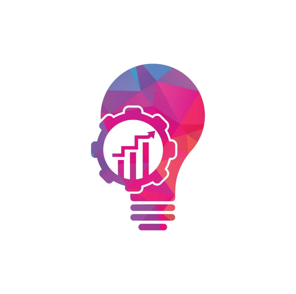 bulb gear finance logo. Light bulb from Gears Logo Template. Cogwheel and Arrow Vector Design.
