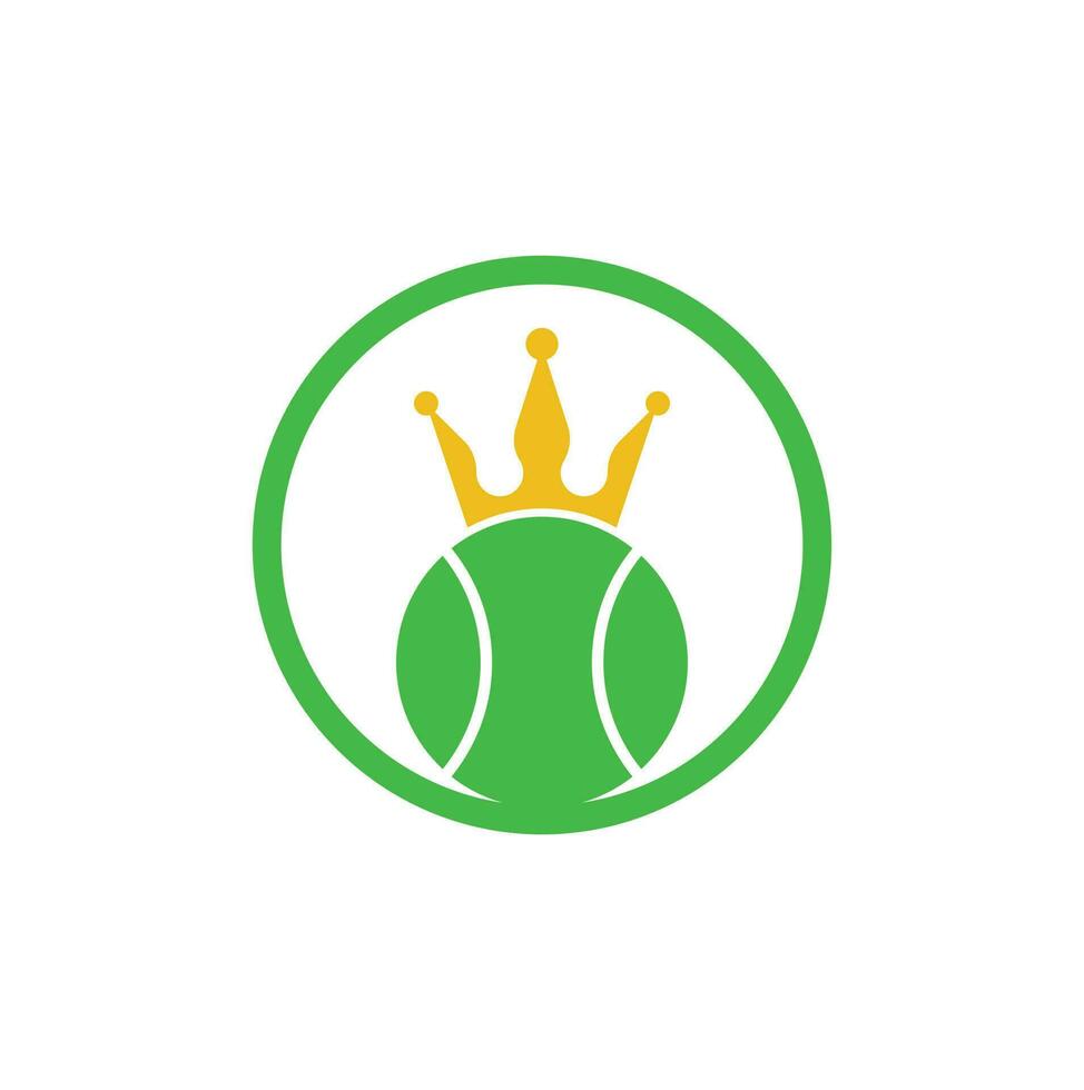 diseño del logotipo vectorial del rey del tenis. plantilla de diseño de icono de corona y pelota de tenis. vector