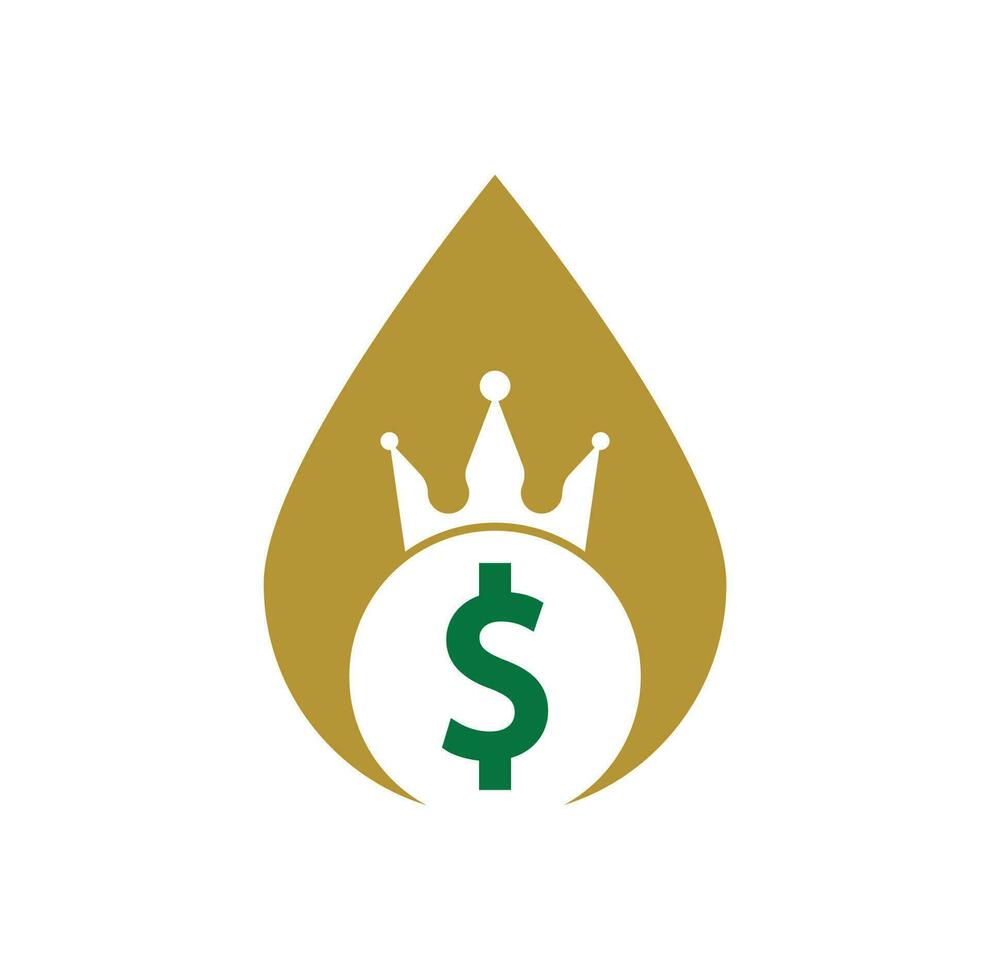 Dollar King drop shape Logo Designs Concept Vector. Crown money icon Vector. vector