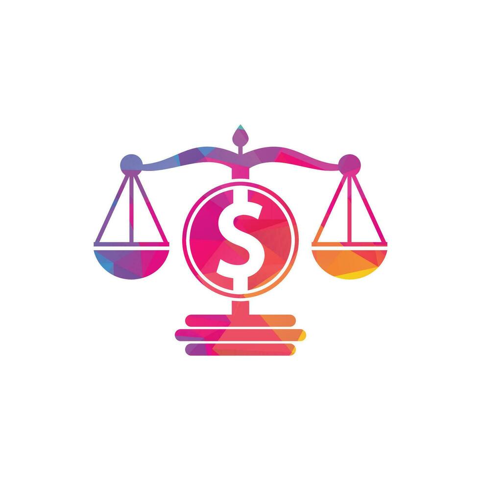 diseño de logotipo de vector de escala de dinero. concepto de finanzas escala de logotipo e icono de símbolo de dólar.