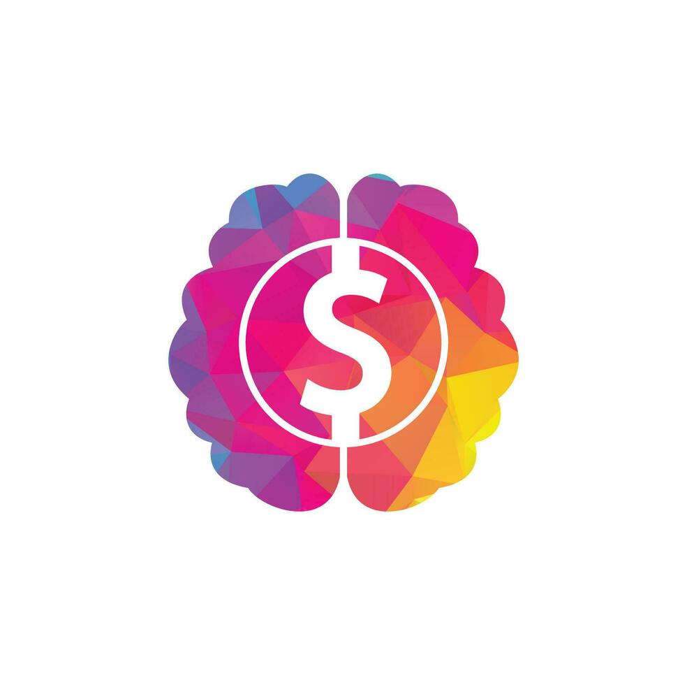 elemento de diseño de logotipo de icono de cerebro de dinero. diseño de icono de logotipo de cerebro de finanzas vector