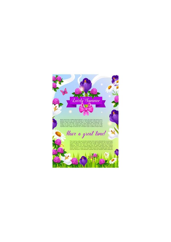 Lovely summer flowers vector poster