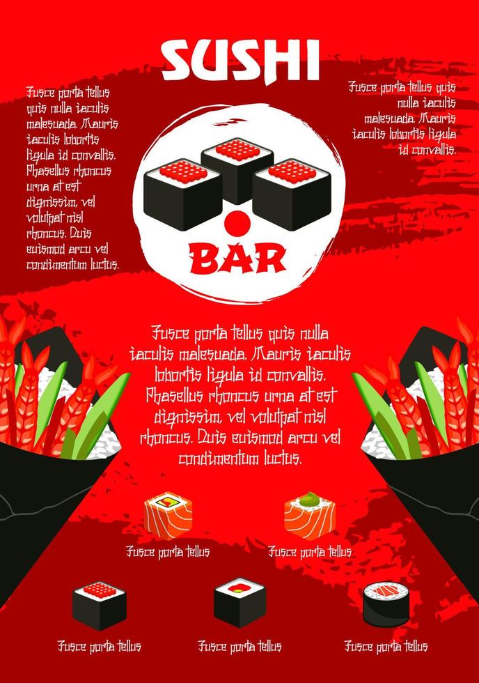 cartel de vector para restaurante de sushi japonés