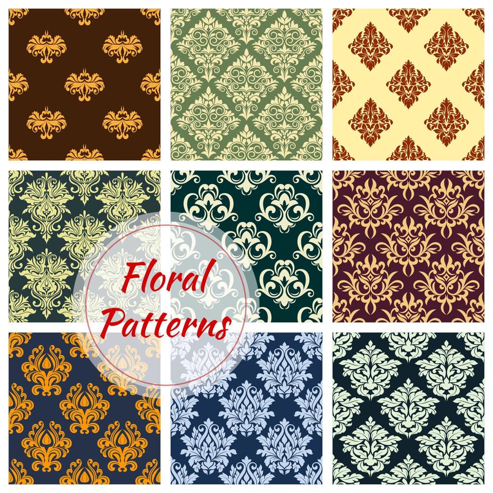 Floral seamless pattern of damask flower ornament vector