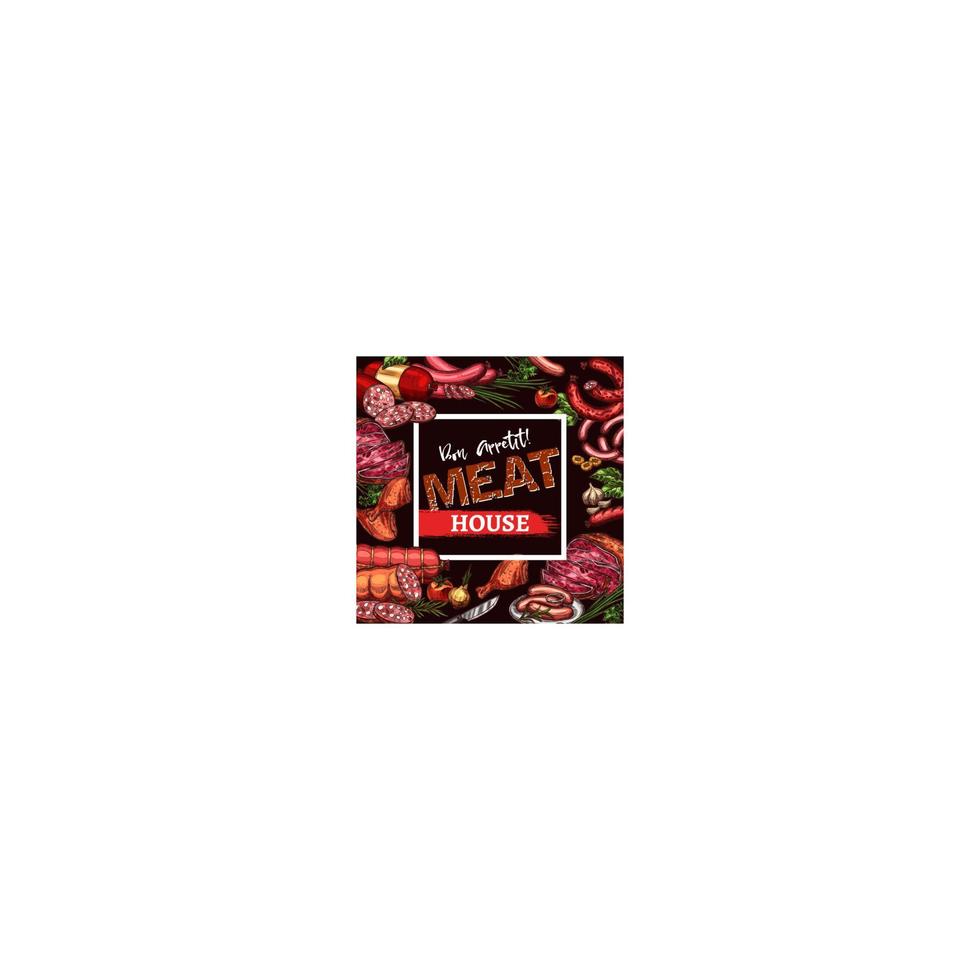 Vector sketch poster for meat house delicatessen