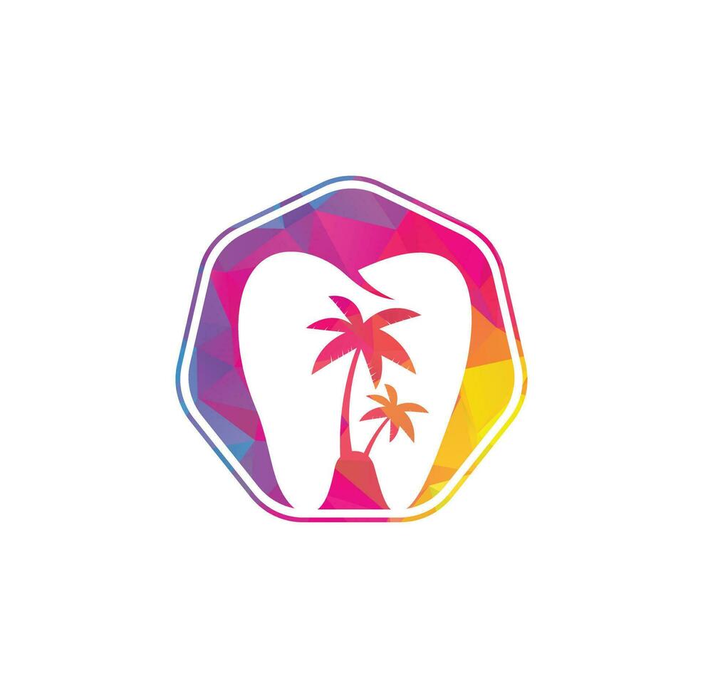 diseño del logotipo de odontología de la clínica dental. logotipo dental con el concepto de isla tropical. vector