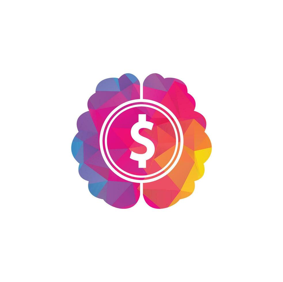 elemento de diseño de logotipo de icono de cerebro de dinero. diseño de icono de logotipo de cerebro de finanzas vector