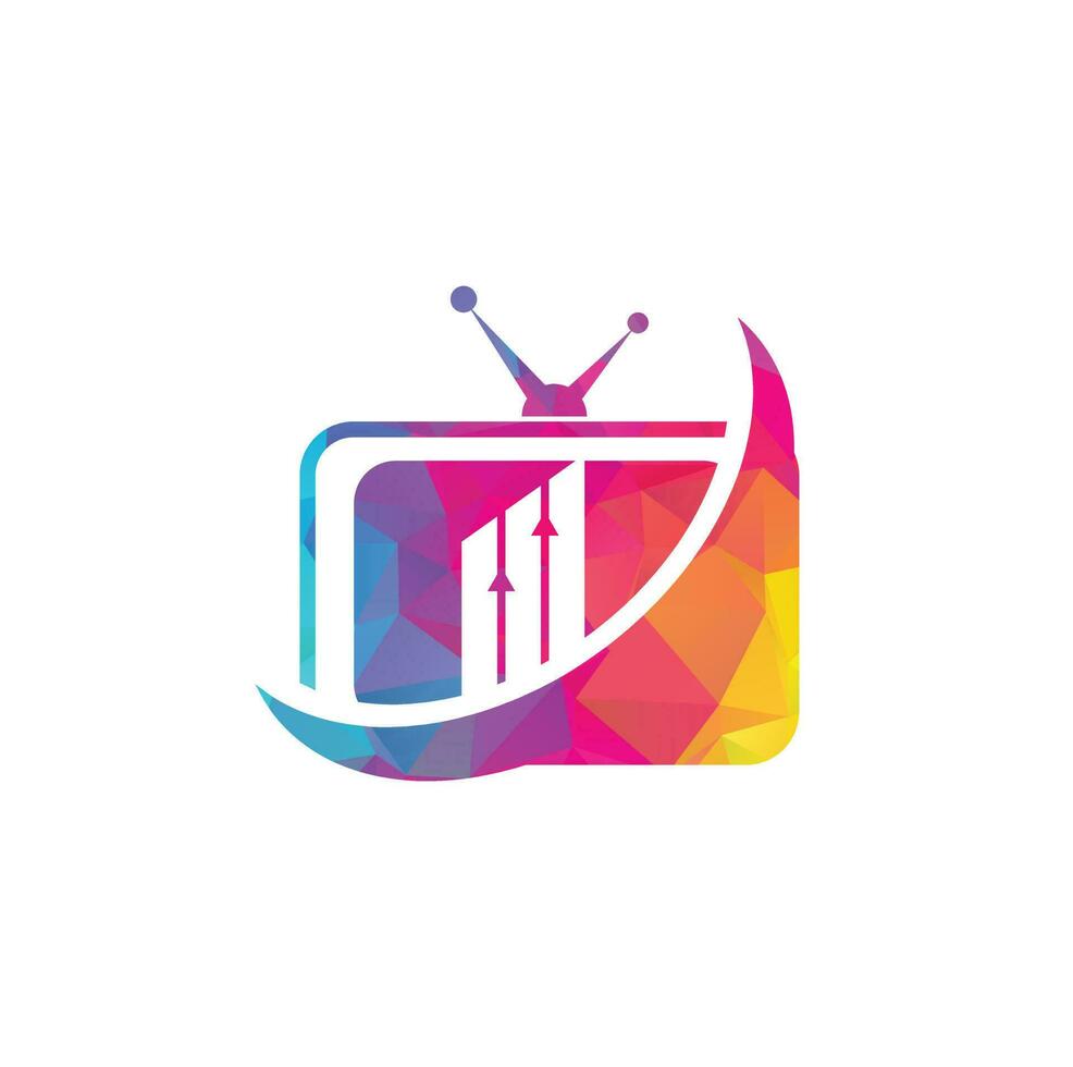 plantilla de diseño de logotipo de tv de finanzas. Ilustración de vector de diseño de logotipo de gráfico de tv.