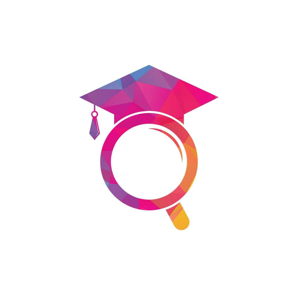 Graduate Hat and Magnifying Glass logo design. Student finder vector logo template.