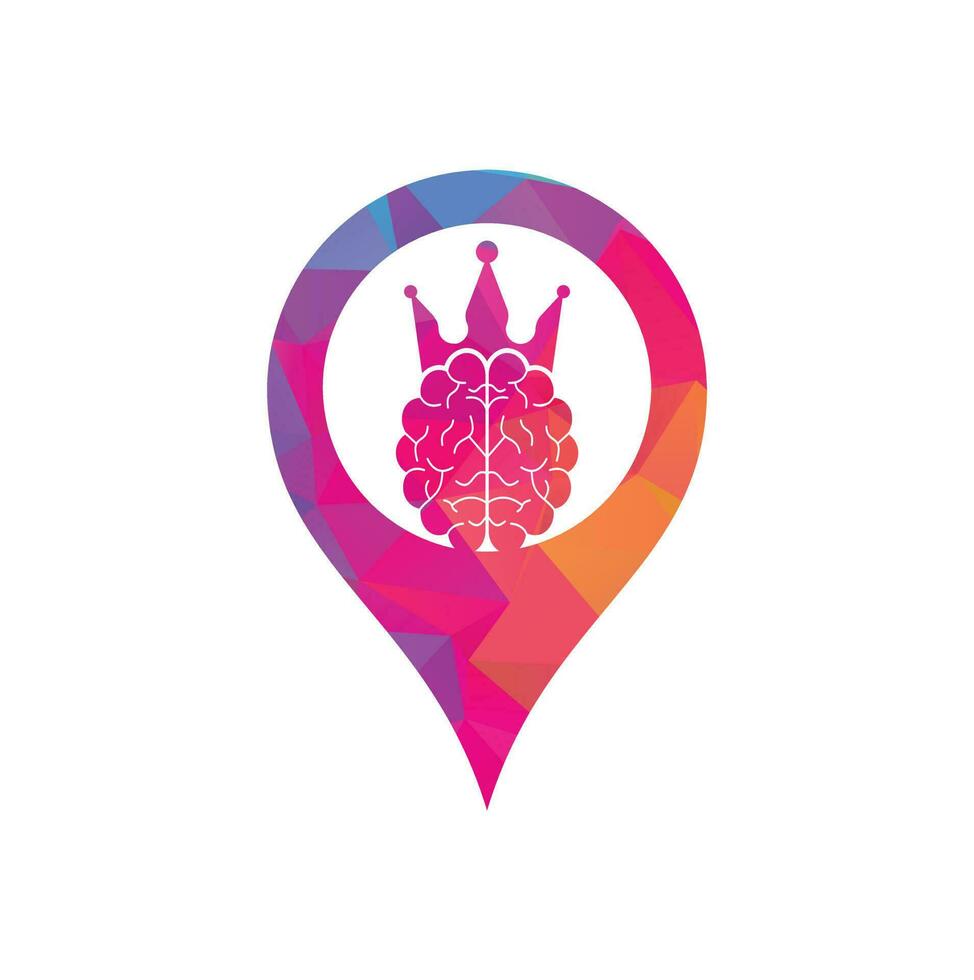 Crown brain and gps shape logo icon design. Smart king vector logo design. Human brain with crown icon design.