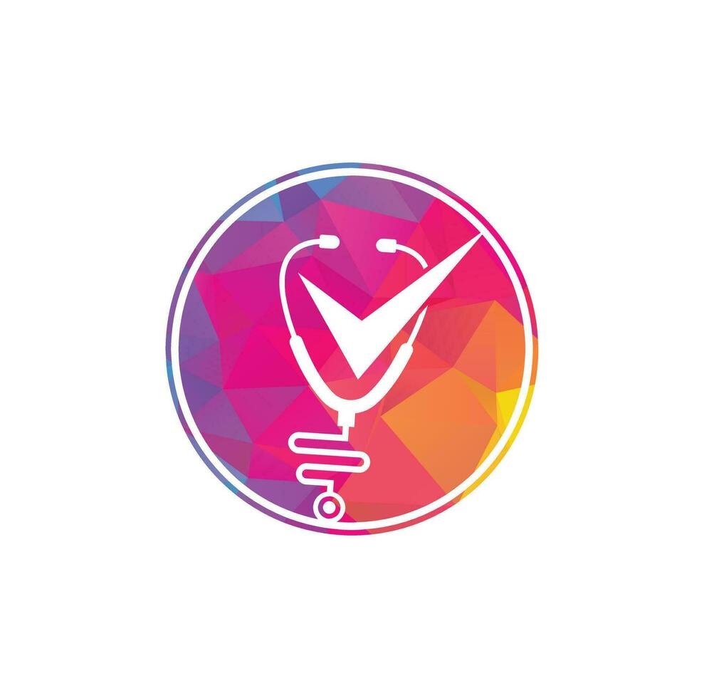 Health check logo design template. Stethoscope icon with checklist shape. Medical Check Up Logo Design Vector Template