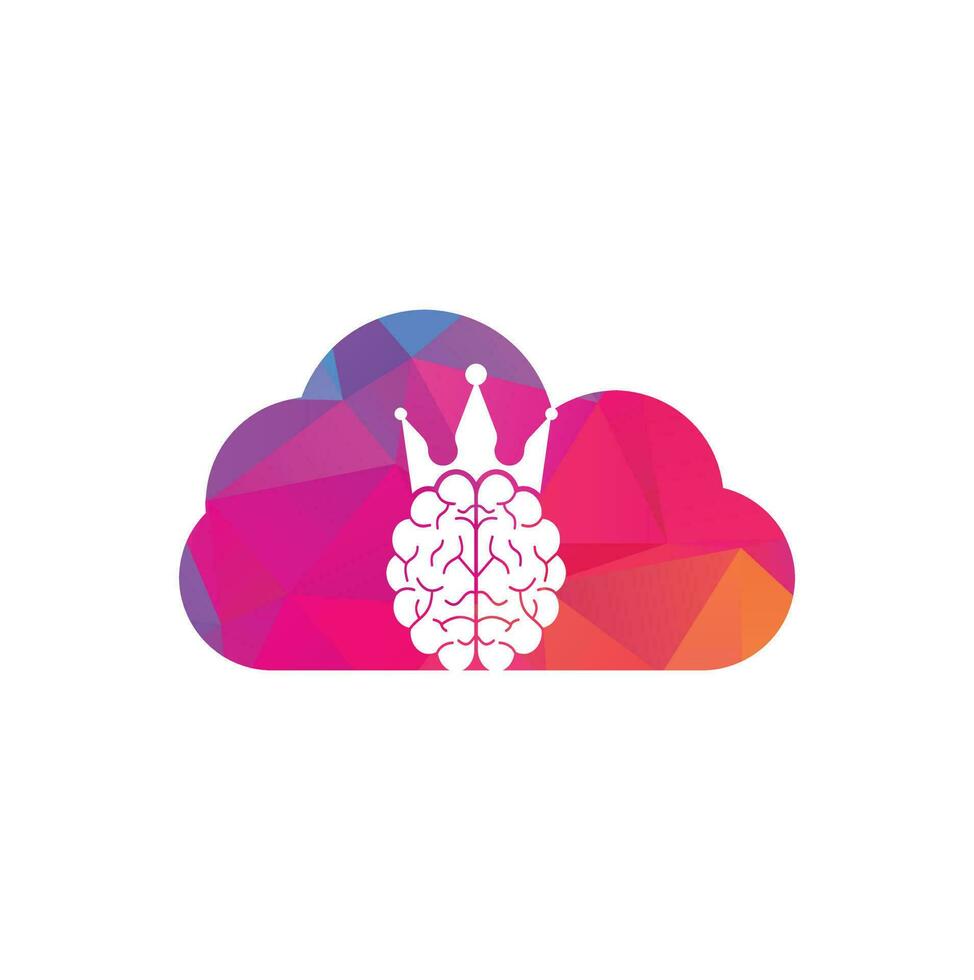 Crown brain cloud shape logo icon design. Smart king vector logo design. Human brain with crown icon design.