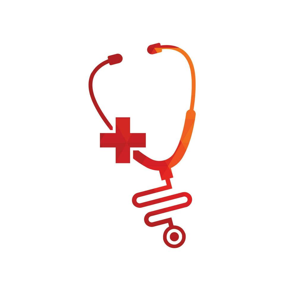Medical health vector health logo with cross and stethoscope icon symbol. Cross health logo