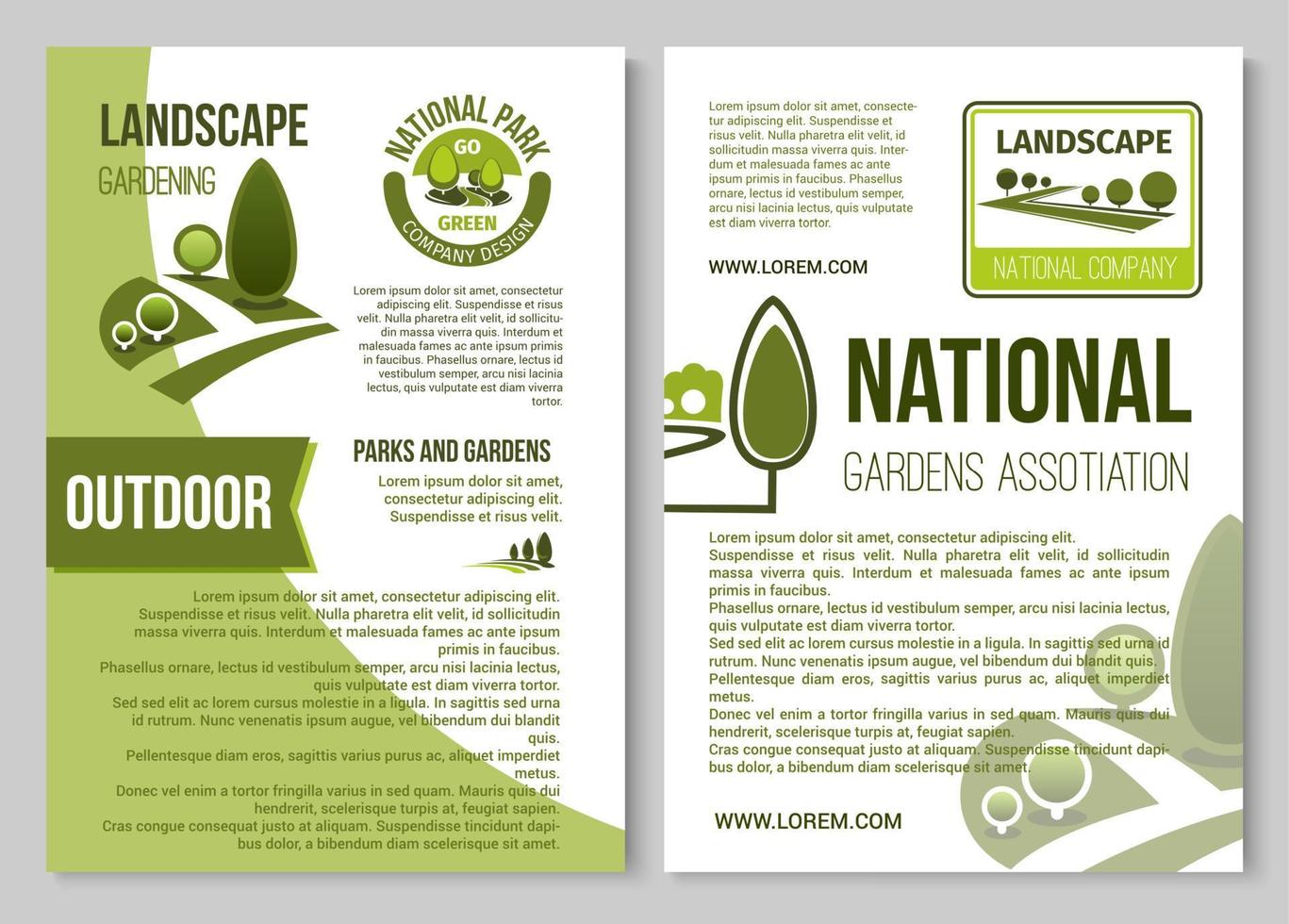 Landscape design and gardening poster template vector