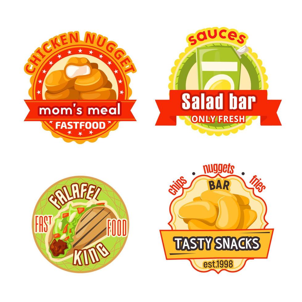 Fast food restaurant badge with snack and salad vector