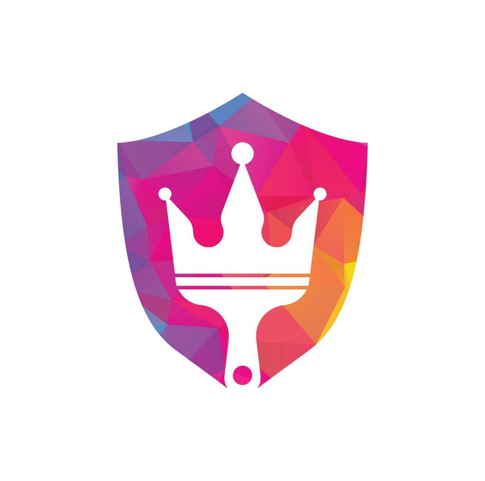 King paint vector logo design. Crown and paint brush icon.