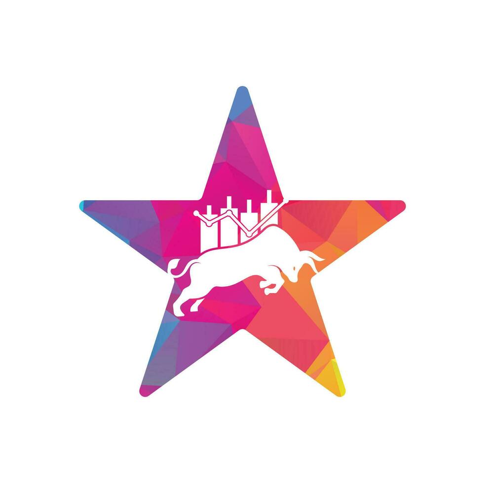 Trade Bull star shape concept logo design. Bullish Trader Logo. Forex bull logo design template vector. vector
