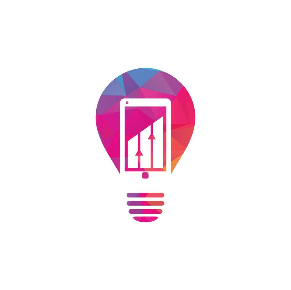 Mobile Graph bulb shape Logo Template Design. Phone analytics marketing vector logo template