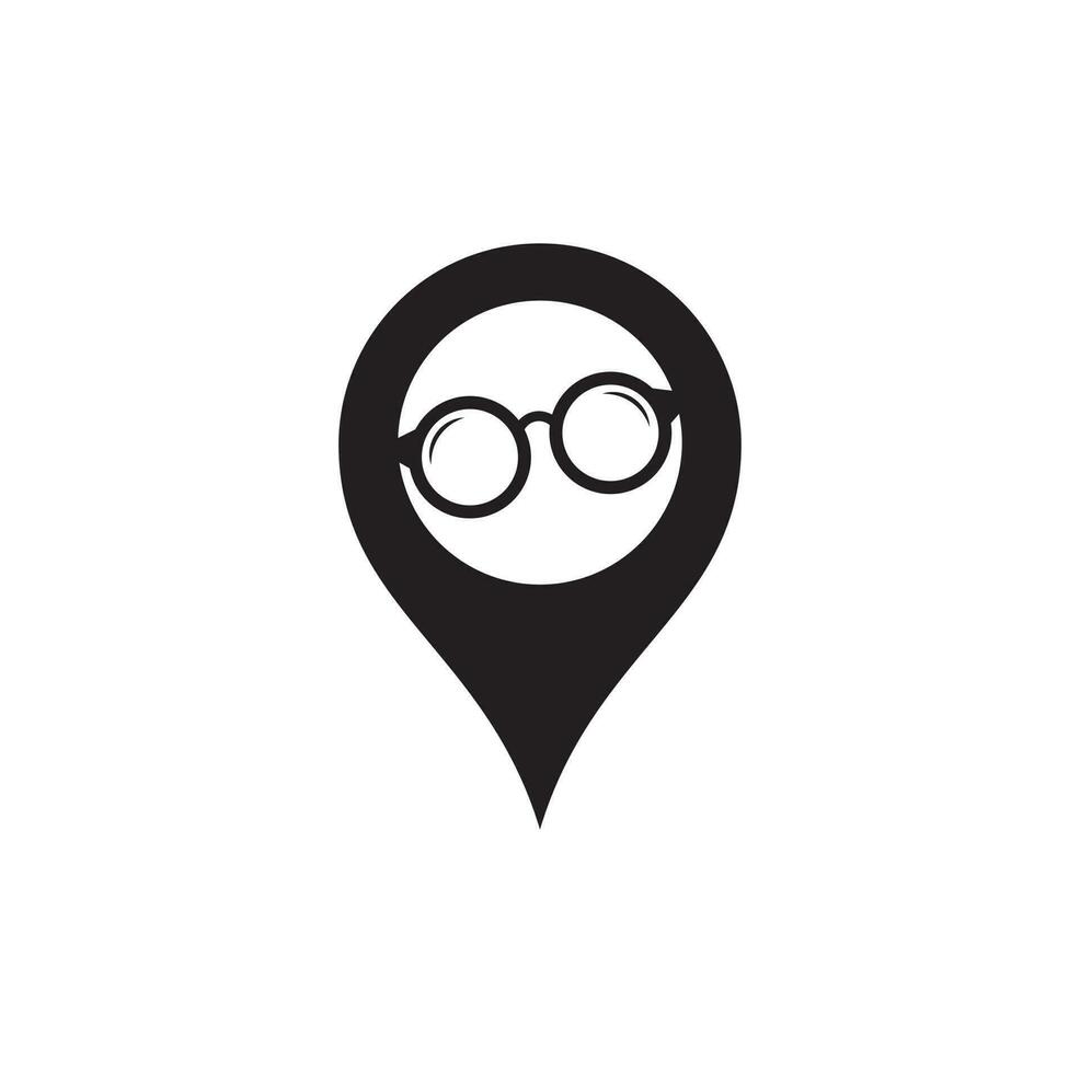 Glasses map pin shape concept Logo Design. spectacles icon design template vector