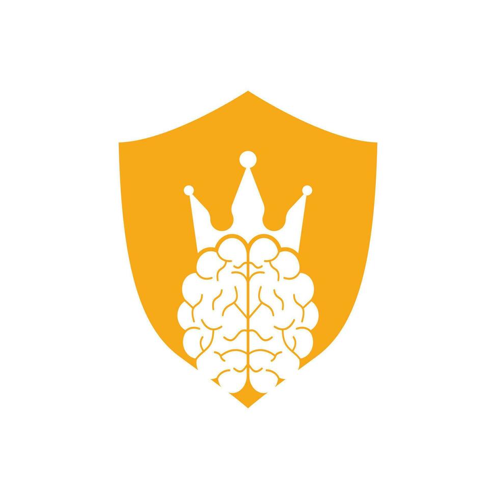 diseño del icono del logotipo del cerebro de la corona. diseño de logotipo de vector de rey inteligente. cerebro humano con diseño de icono de corona.