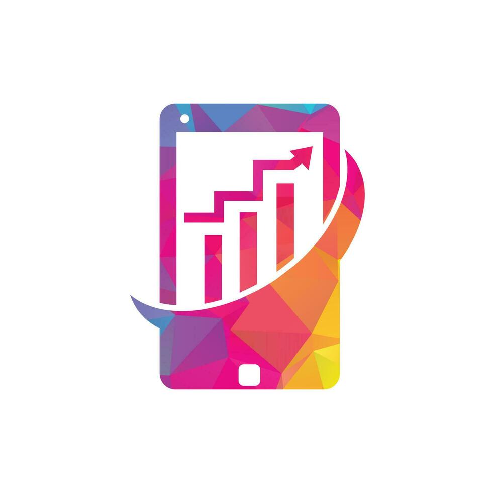 Mobile Graph Logo Template Design. Phone analytics marketing vector logo template