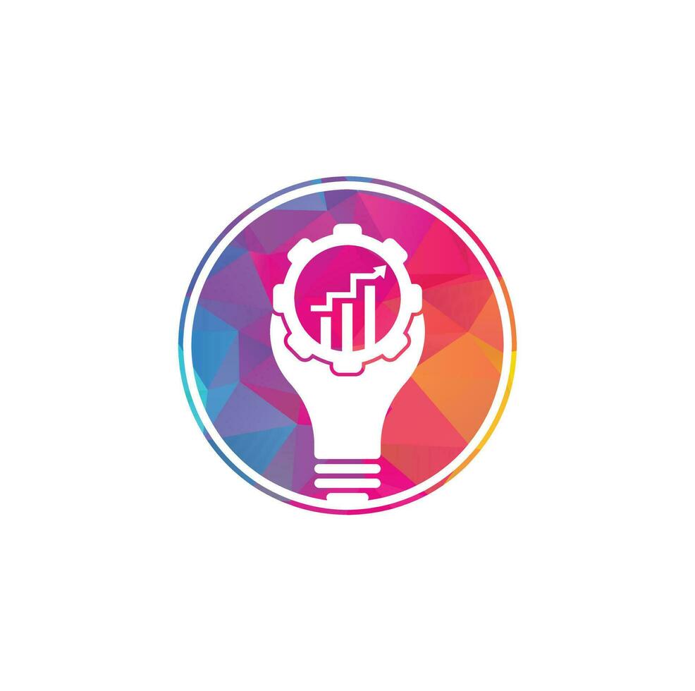 bulb gear finance logo. Light bulb from Gears Logo Template. Cogwheel and Arrow Vector Design.