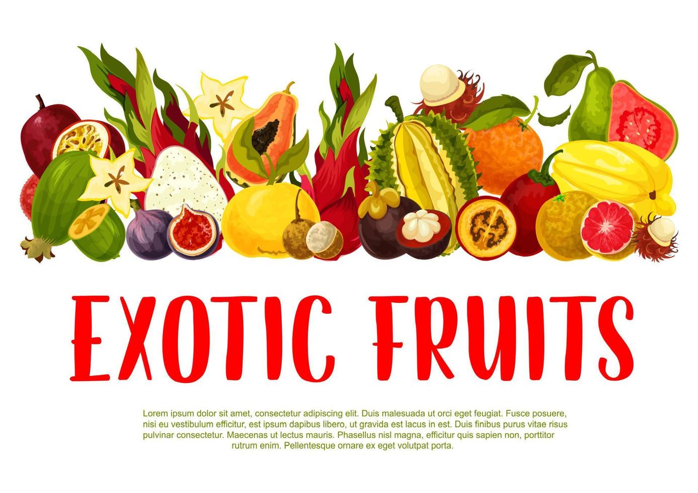 Vector poster for tropical exotic fruits