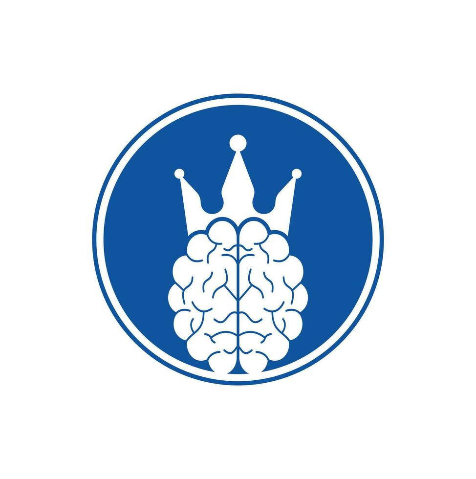 Crown brain logo icon design. Smart king vector logo design. Human brain with crown icon design.