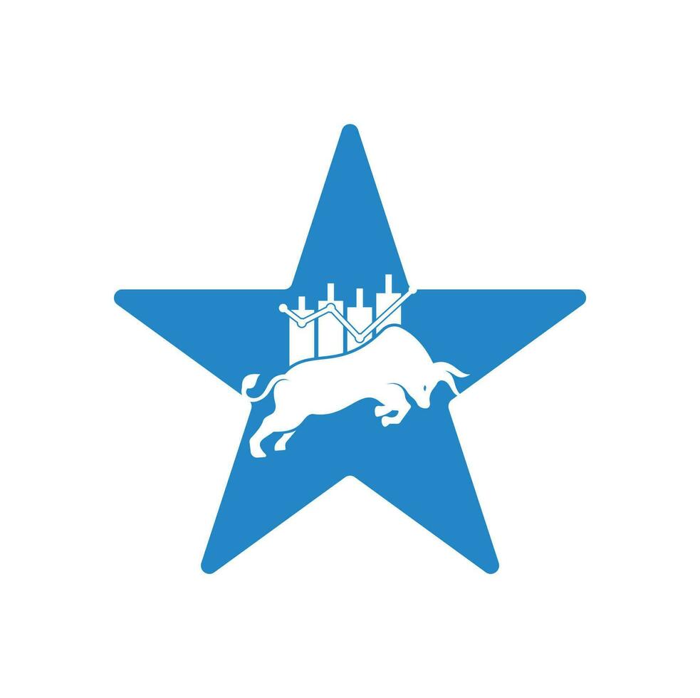 diseño de logotipo de concepto de forma de estrella de toro comercial. logotipo de comerciante alcista. vector de plantilla de diseño de logotipo forex bull.
