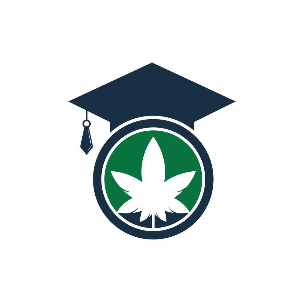 Education and cannabis logo design. Graduation cap and marijuana logo icon template. vector