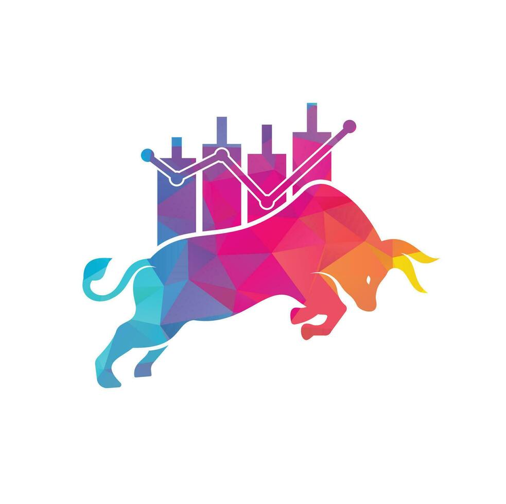 Bullish Trader Logo. Forex bull logo design template vector. Financial bull logo design. Trade Bull Chart. vector