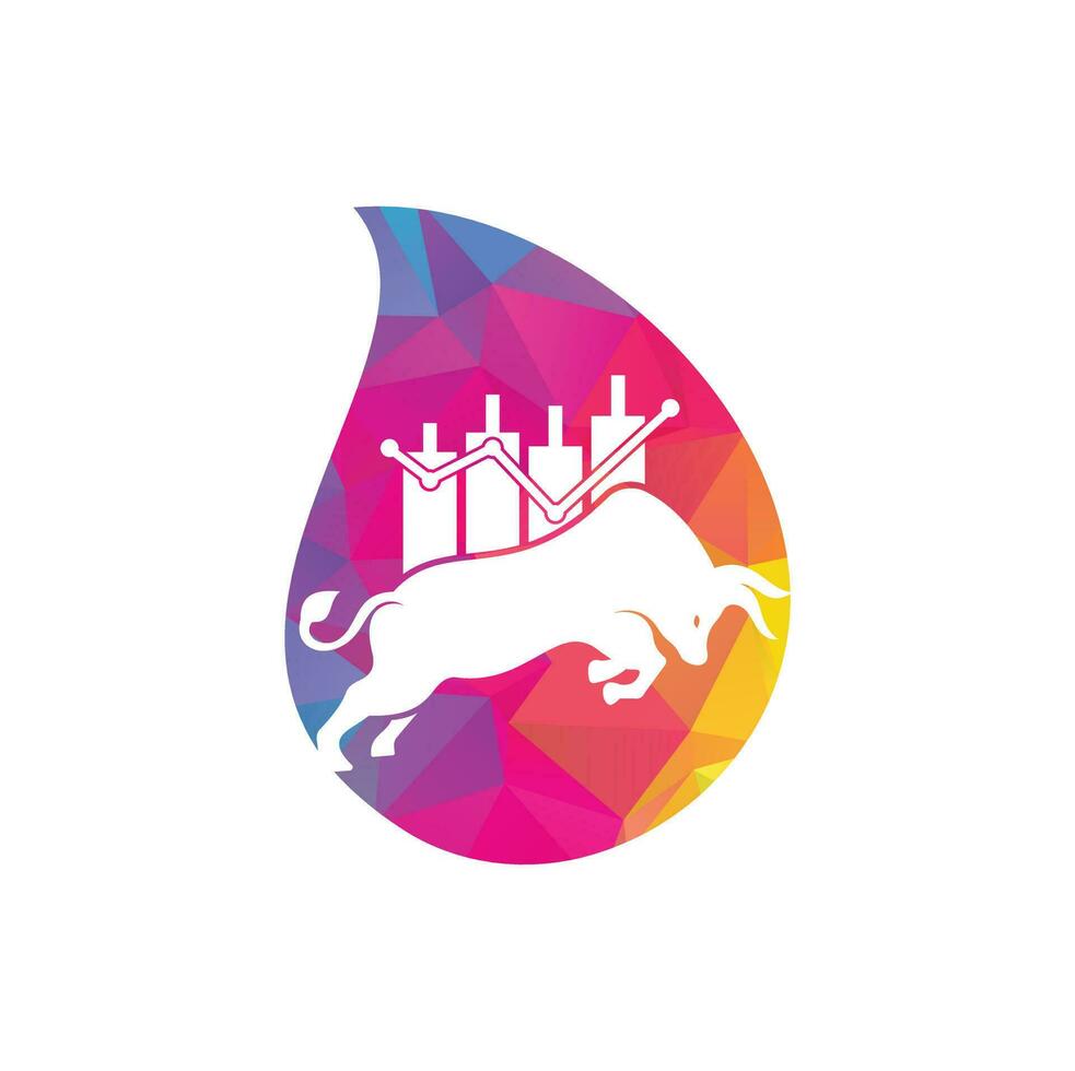 Trade Bull drop shape concept logo design. Bullish Trader Logo. Forex bull logo design template vector. vector