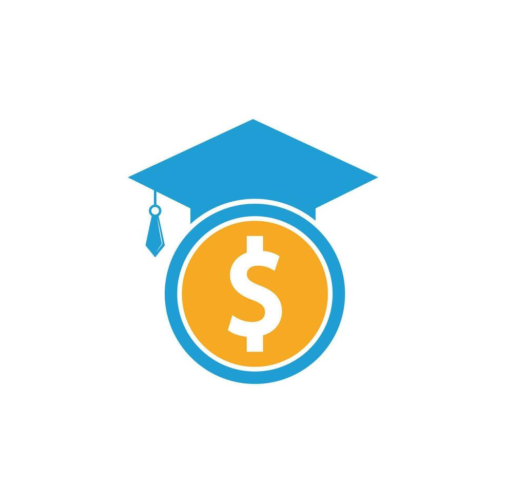 Graduation Cap Dollar Coin Icon Vector. Financial Investment Eduction Illustration. vector