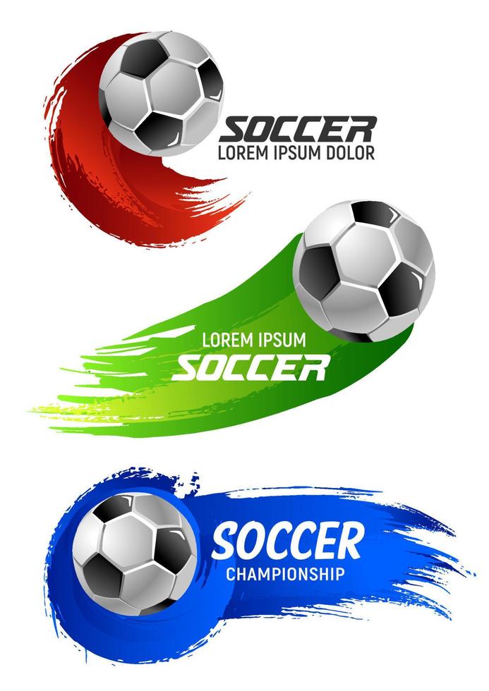 banner de pelota de fútbol para el diseño de juegos deportivos de fútbol vector