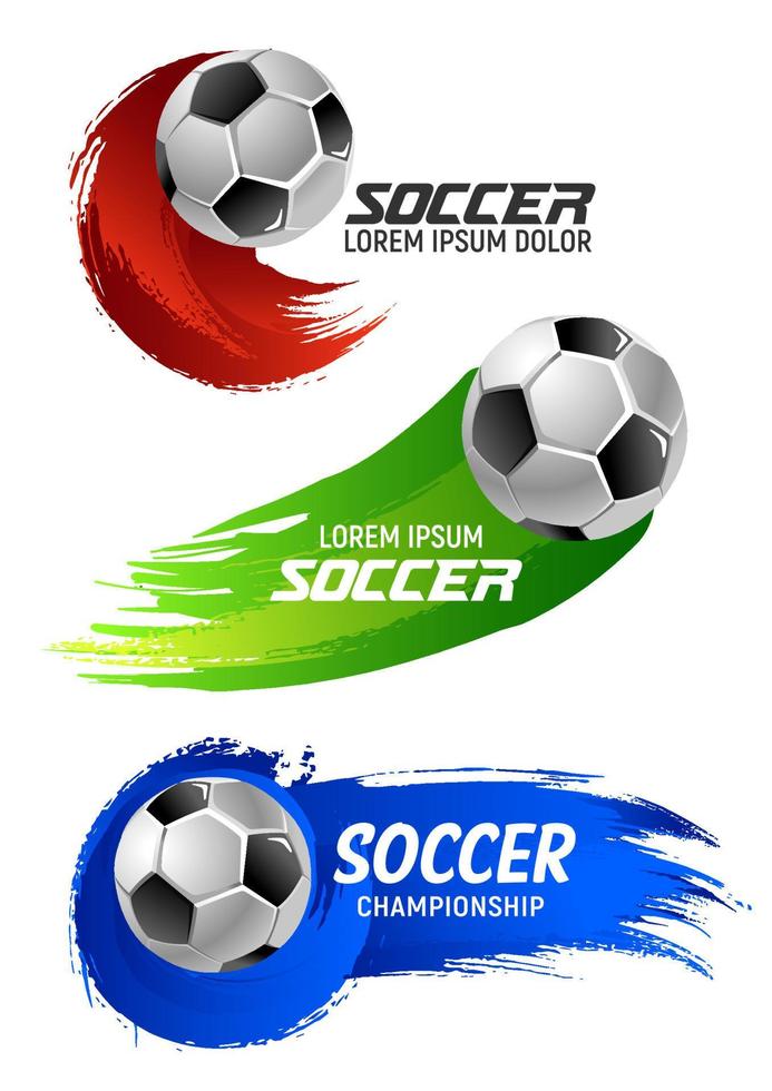 Soccer ball banner for football sport game design vector