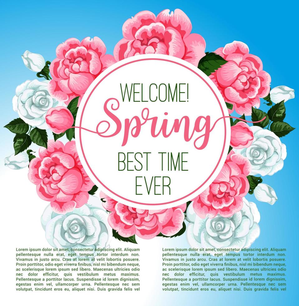 Spring flower frame for greeting card design vector