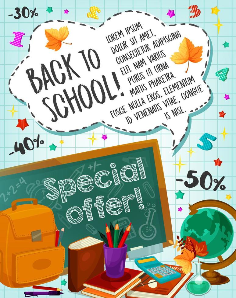 Back to School sale vector checkered page poster