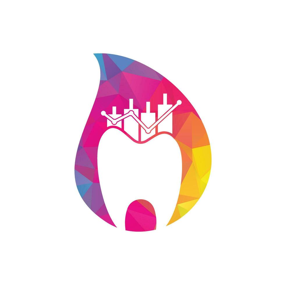 Logotipo de icono de concepto de forma de gota de finanzas dentales. plantilla de diseño de logotipo de vector de estadística dental.