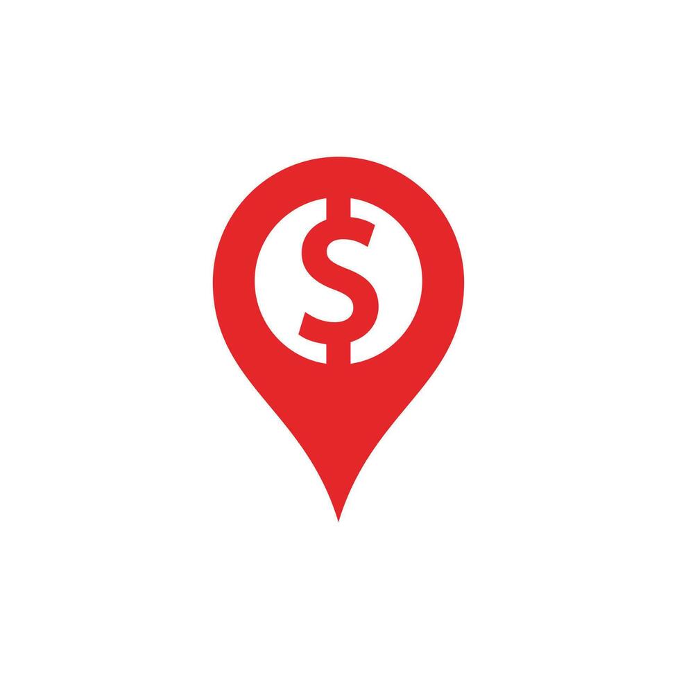 pin ubicación con dinero. la ubicación del dinero. icono de ubicación del cajero automático del banco. vector