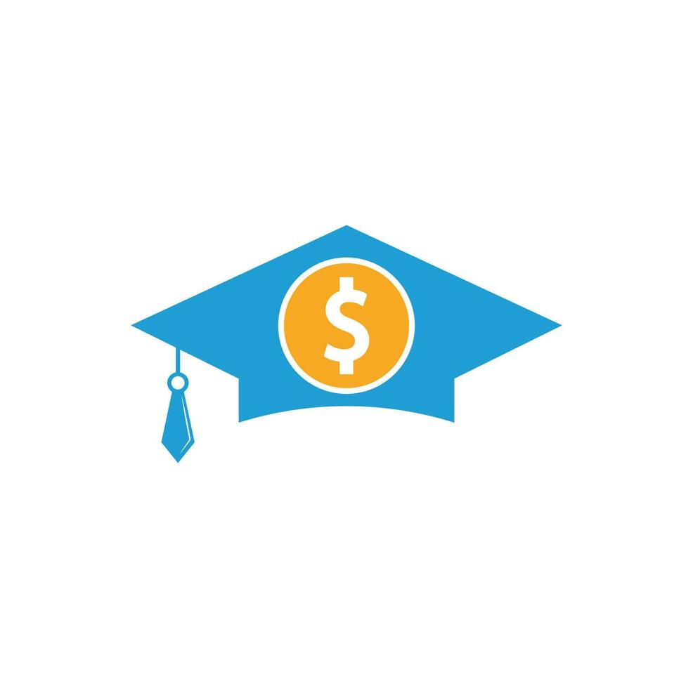 Graduate hat and dollar gps shape concept logo design. Graduate hat and coin logo combination. vector