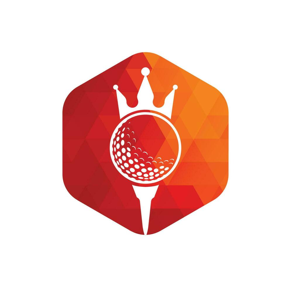 diseño del logotipo del vector de golf rey. pelota de golf con icono de vector de corona.