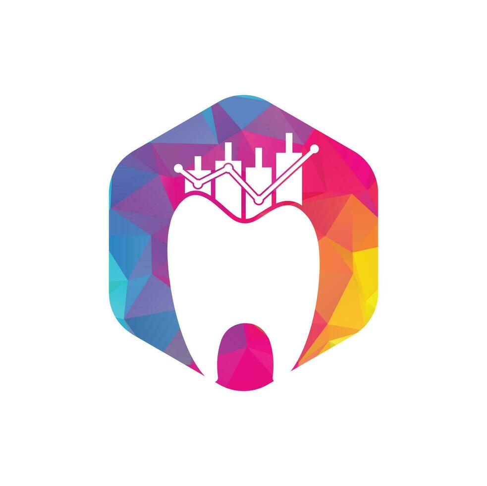 concepto de logotipo de icono de finanzas de dentista. plantilla de diseño de logotipo de vector de estadística dental.