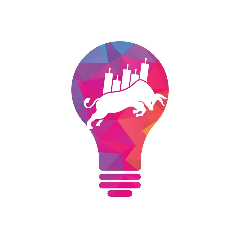 Trade Bull bulb shape concept logo design. Bullish Trader Logo. Forex bull logo design template vector. vector