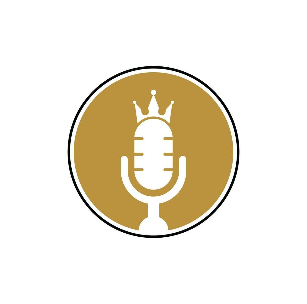 Podcast king vector logo design. King music logo design concept.