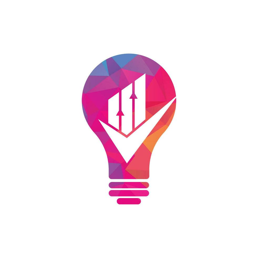 Check finance bulb shape logo icon vector. Mark chart and graph logo. vector