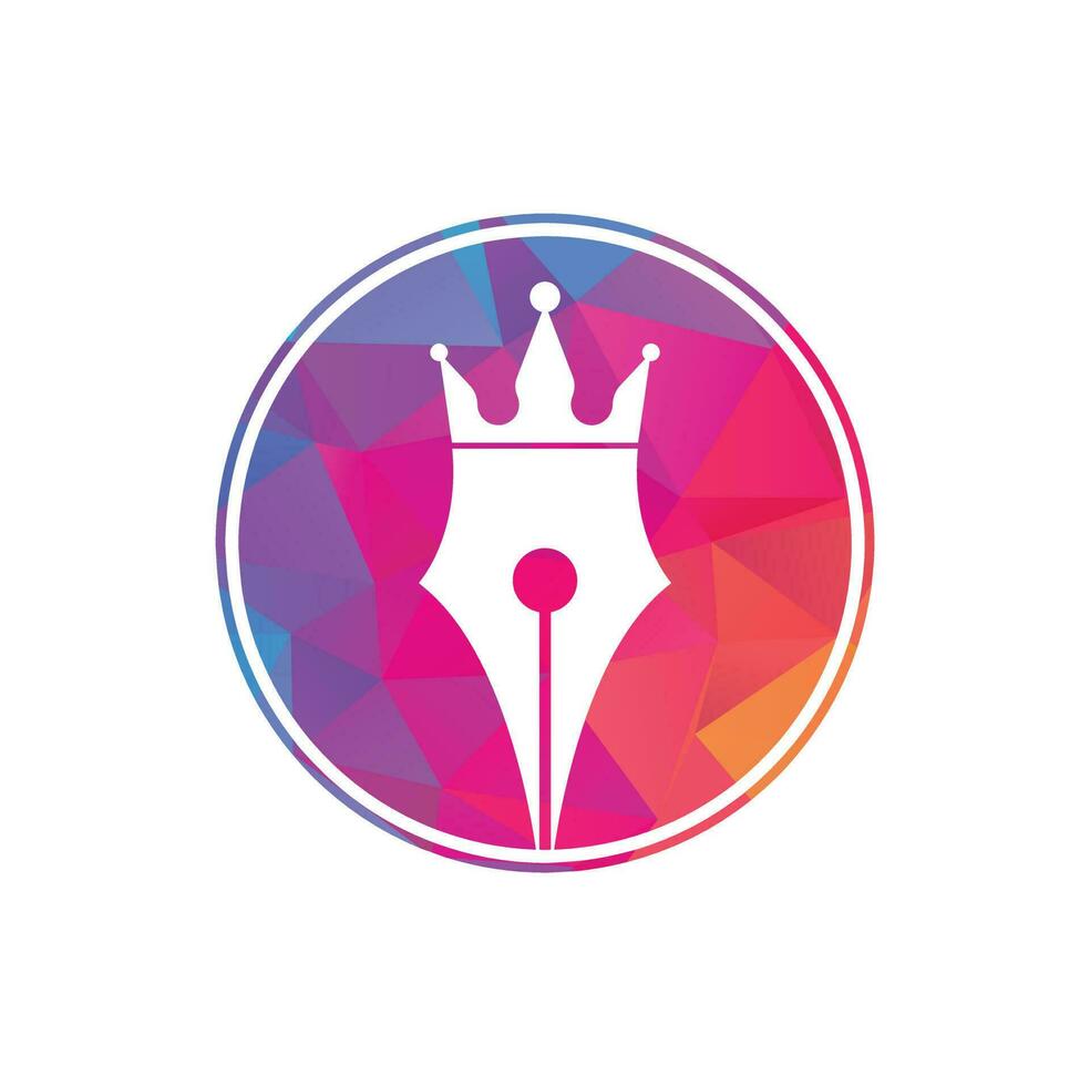 King pen vector logo design. Royal Pen crown Logo design vector template.