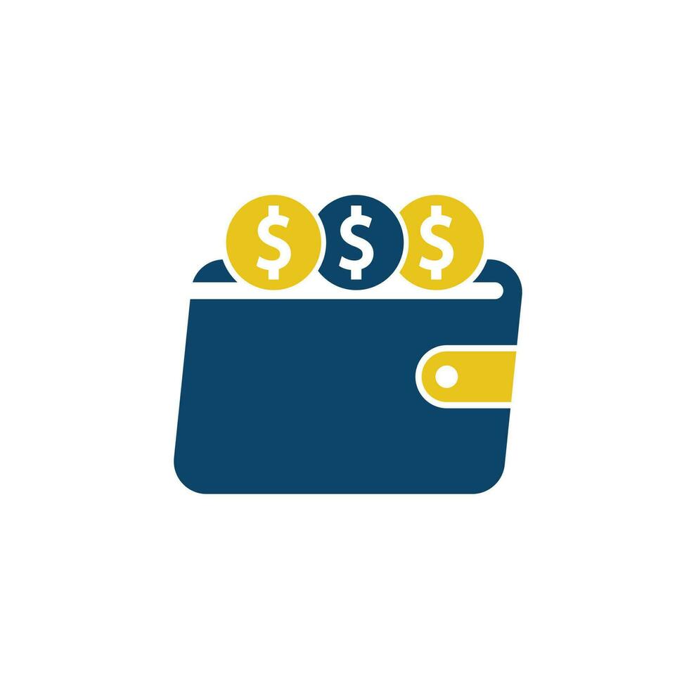 diseño del logotipo de la cartera. icono del logotipo del dinero de la cartera. billetera con vector de plantilla de logotipo de dólar