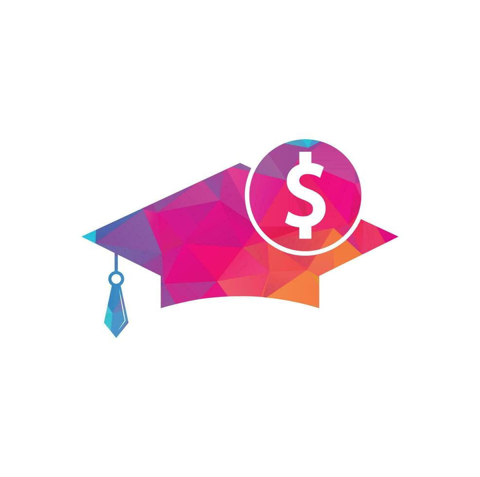 Graduation Cap Dollar Coin Icon Vector. Financial Investment Eduction Illustration. vector