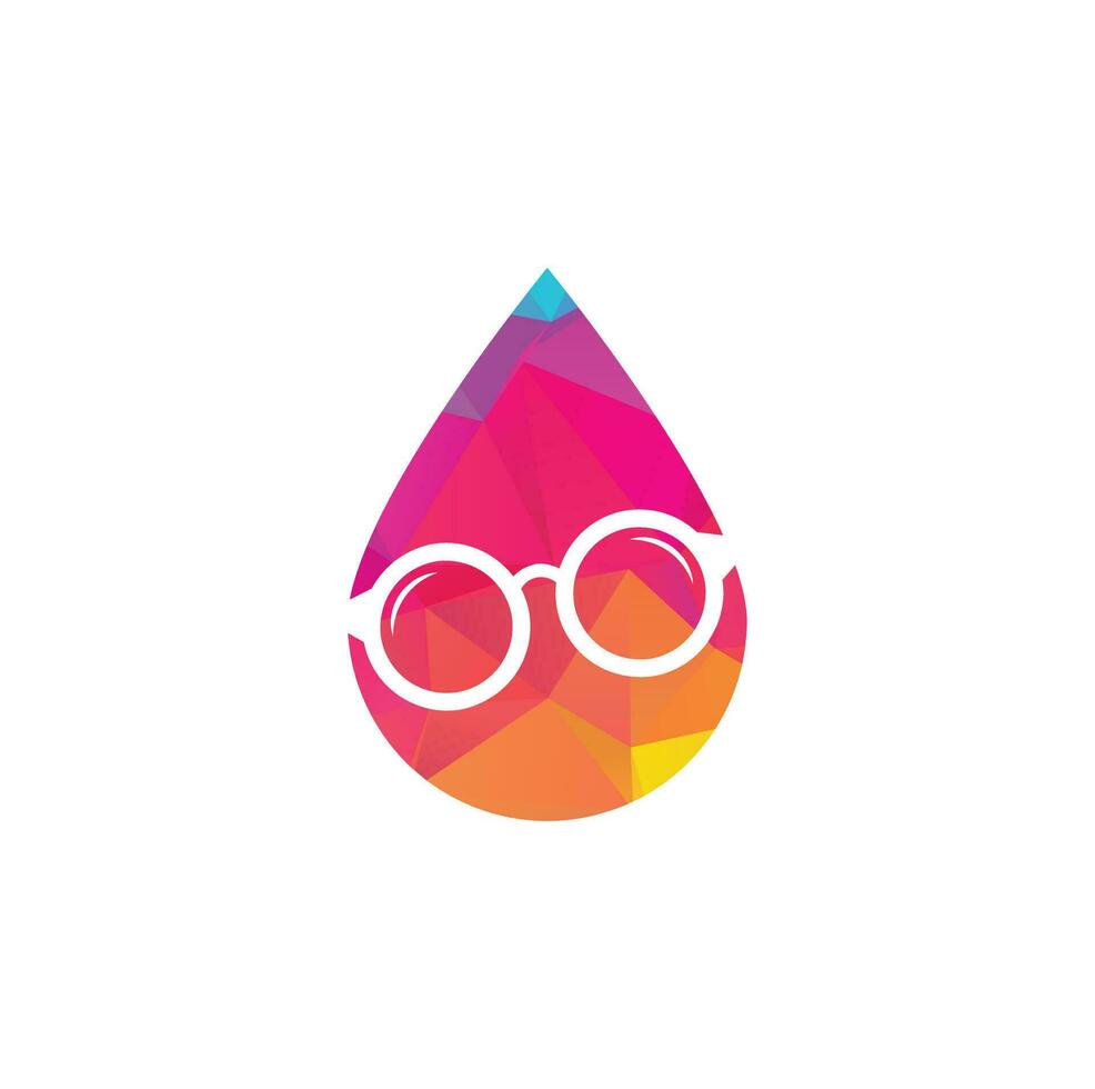 diseño de logotipo de concepto de forma de gota de gafas. vector de plantilla de diseño de icono de gafas